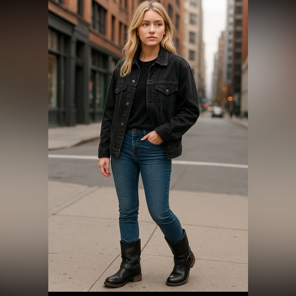 Caterpillar CAT Boots Women’s 7.5 Waterproof Leather Moto Engineer Studded Black - Picture 1 of 16